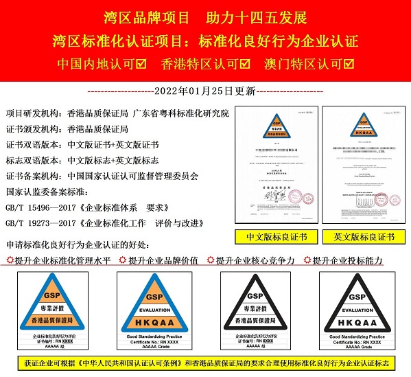 【标准化服务】湾区标准化认证项目：标准化良好行为企业认证(图1)
